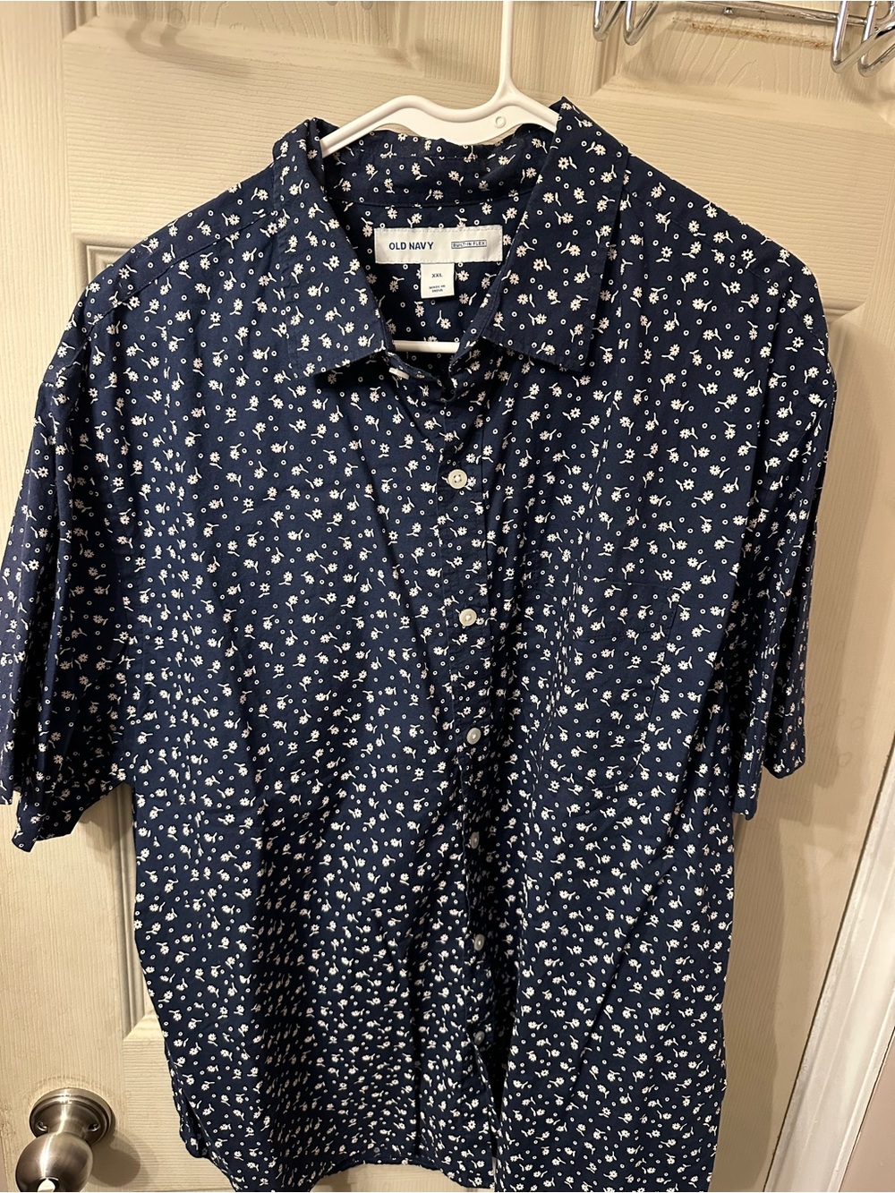 Old Navy Navy Blue Short-Sleeve Floral Button-Down Shirt